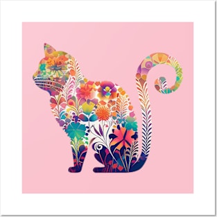 Floral Cat, Mom Cat Posters and Art